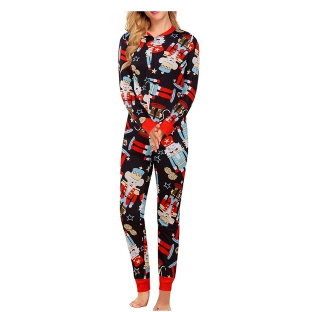 Woman's Nutcracker print Christmas Pajama jumpsuit size medium